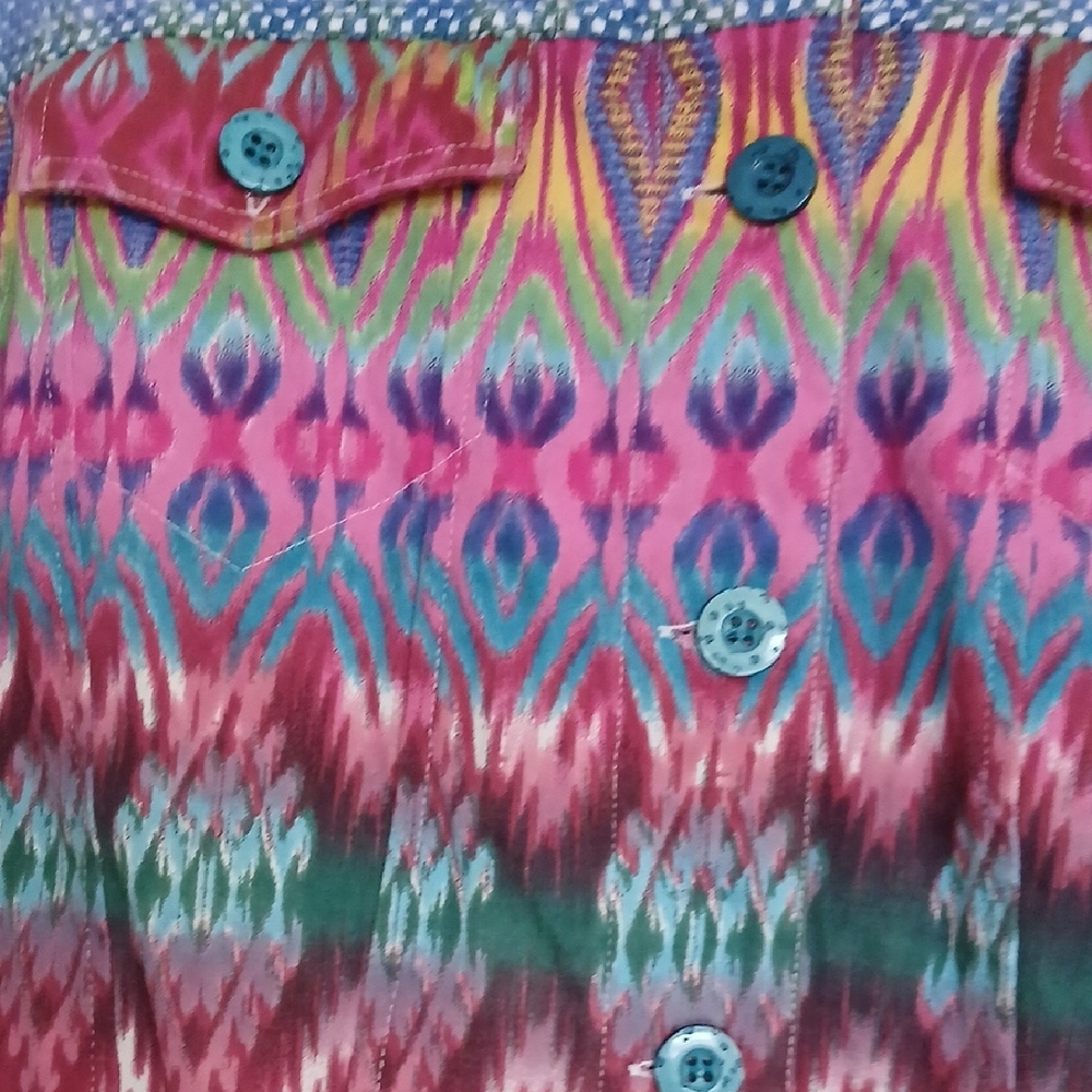 Colorful Patterned Button-Up Shirt - Picture 2 of 6